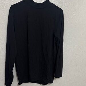 H&M Black Long-Sleeve Mock Collar Shirt